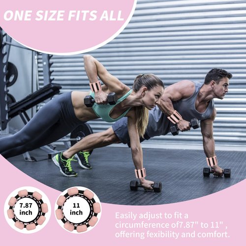 Ankle Weights for Women Men,Adjustable Wrist Arm Leg Weights Set for Home Gym Workout,Pilate,Yoga,Running,Walking, Pool Exercise,Barre,Weighted Bracelet,Set of 2 (1lb Each) (Flesh Pink)