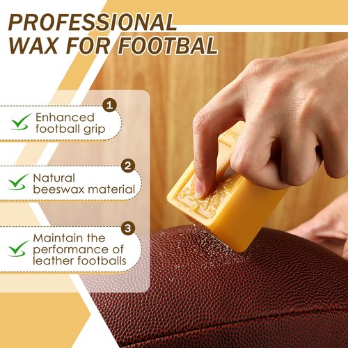 Saillong Football Prep Kit Leather Conditioning Brush and Wax Set, Mud Removal Kit, Grip Accessories for Training Game-Day Footballs for Youth Adults (Brown Bristles)
