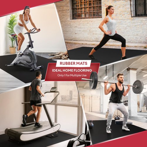 Yes4All 6'x4' Thick Rubber Exercise Mat for Floor Workouts, Durable & Low-Odor Large Gym, Non-Slip Workout Mats for Indoor/Outdoor