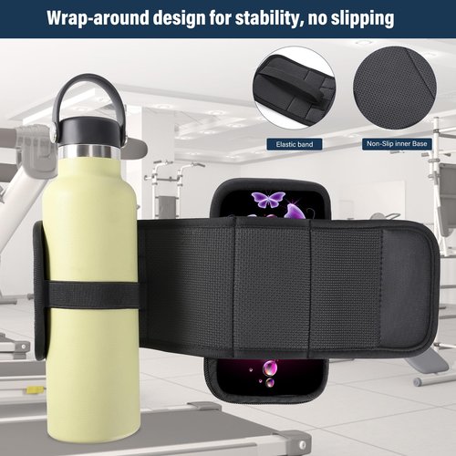 AUPET Magnetic Gym Water Bottle Holder - Gym accessories for men Women,Magnet Bottle Cup Carrier Phone Bag Sleeve Pouch Purse (Purple Butterfly, S(fit 16-25oz bottle))