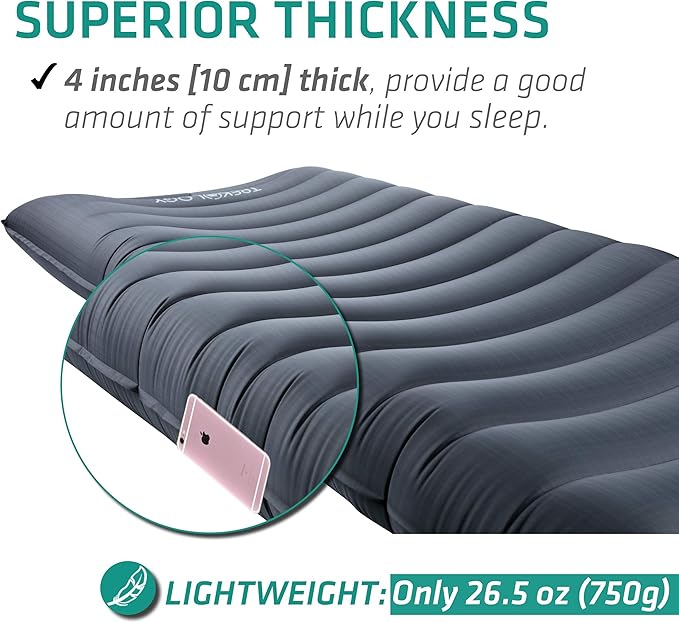 TREKOLOGY UL80 Ultralight Inflatable Backpacking Sleeping Pad for Camping