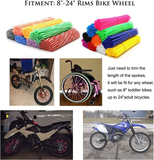 72Pcs Universal Spoke Skins Covers，Wheel Spoke Wraps Skins Pipe Trim Decoration Protector For Motorcycle Dirt Bike Yamaha Honda BMW Suzuki Kawasaki(Pink)