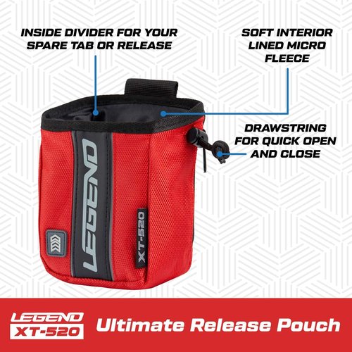 Legend XT520 Quick Release Pouch & Finger Tab Bag | Interior Divider for Better Organization & Storage of Release Aids | Attaches to Standard 2" Belt | Quick Drawstring Closure