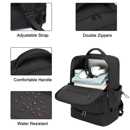 seyfocnia Gym Backpack for Men, Lightweight Sports Back pack With Shoe Compartment, Waterproof Gym Bag Workout Trainning Rucksack Casual Travel Daypack-Black