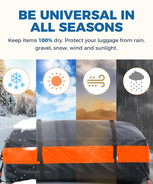 UBOG 15 Cubic Feet Roof Rack, Rooftop Cargo Carrier, Soft-Shell Carriers with Anti-Slip Mat for All Cars with/Without Rack