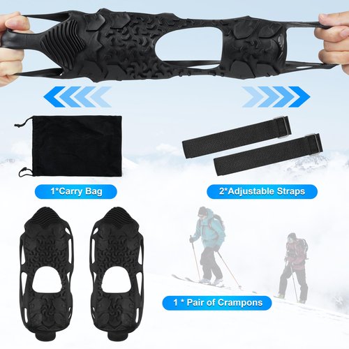 Spikeless Ice Cleats Snow Traction Crampons Slip On Spikeless Footwear Traction Devices One-Piece Easily Attaches Over Shoe/Boot for Transitioning Between Indoor/Outdoor(Small-Medium)