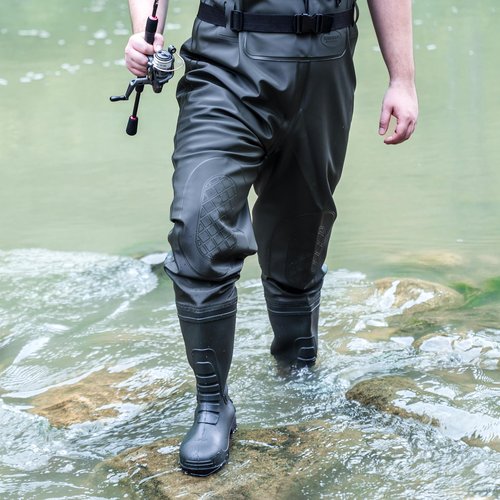 TerraTrax Fishing Chest Waders for Men & Women, Waterproof Lightweight PVC Bootfoot Waders, Durable Wader Pants with Boots for Fishing, Hunting Size 9
