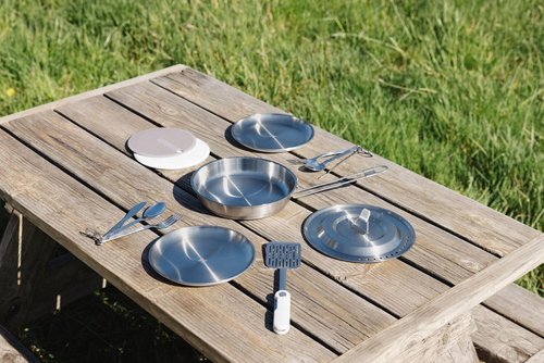 Stanley Wildfare Pro Stainless Steel Plate | 8 in Stackable Plate | Packable Outdoor Dishware | Camping Essentials for Your Camp Kitchen | BPA-Free | Pale Pebble & Stone