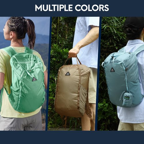 Haimont 25L Lightweight Hiking Backpack Men Women, Packable Day Packs With Compact Size for Travel, Camping, Gears, Outdoor, Beach, Green