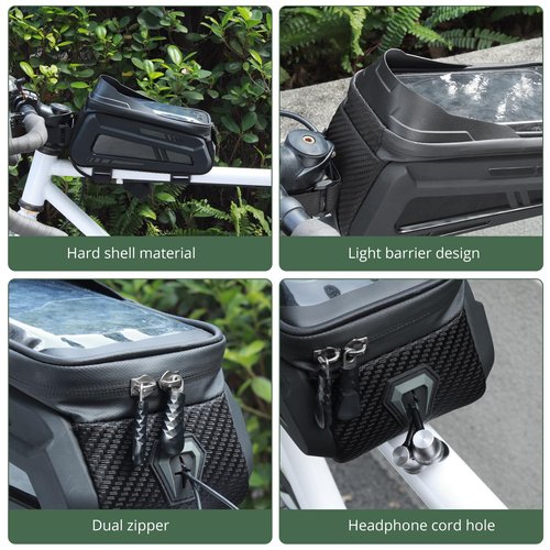 EYPINS Waterproof Bike Phone Bag - Bike/Bicycle Frame Bag for Phones Under 7.2", Bike Phone Holder/Mount, Top Tube Bike Bag with High Sensitivity TPU Touch-Screen, EVA Hard Case, Rain Cover