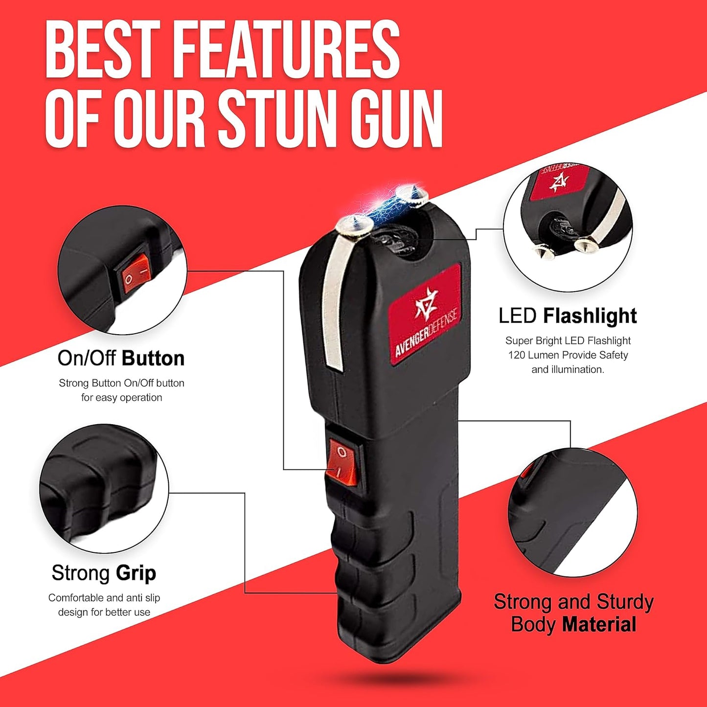 Stun Gun for Self Defense with LED Flashlight Protection Device for Women (ADS-10)