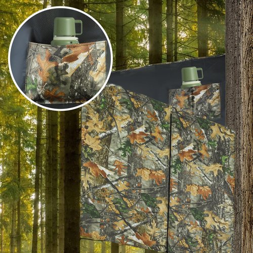 See Through Hunting Tree Stand Blind, Visible Ladder Stand Blind Kit for 2 Man Camouflage Treestand Blinds Cover with Zipper Storage Pocket Tree Stand Blind Accessories for Hunting Deer, 102×36 Inch