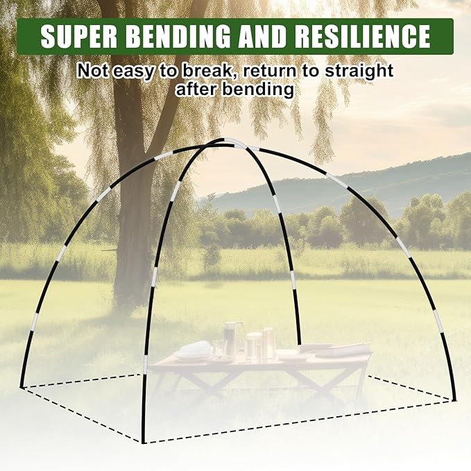 Fiberglass Tent Poles Replacement Pre Assembled Black Tent Pole Tent Replacement Parts Camping Poles for Hiking Outdoor Camping Backpacking Tent