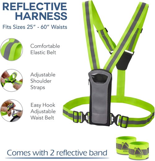 Athlé Reflective Vest with Phone Holder - High Visibility Vest for Safe Running, Jogging, Dog Walking, Biking and More