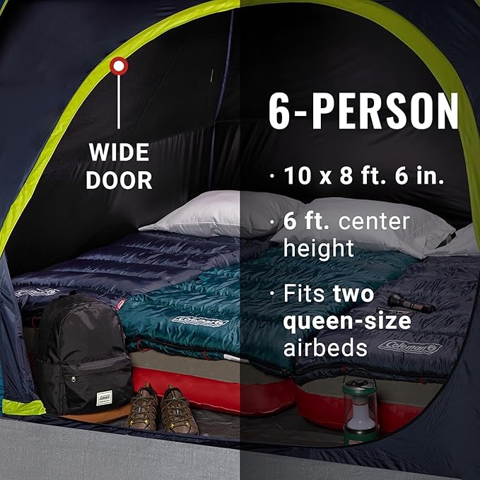 Coleman 4-Person Dark Room Skydome Camping Tent, Blue