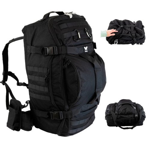 PLEINLY 70L Travel Backpack & Duffle Bag & Airplane Cabin Bag (3 func in 1 bag). Full-fledged Hiking Backpack which transforms easily to Travel Duffel Bag. Many Accessories and Unique Features.