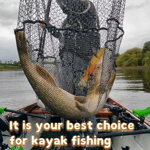 Tacklurenet Folding Kayak Fishing Net With Telescopic Handle - Three Adjustable Sizes 50in-38in-30in - Rubber Granule Nonslip Gloves and Storage Bag Included