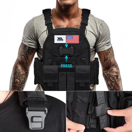 xaegistac Tactical Vest -Adjustable Modular Design for Outdoor, Hunting, and Security (Black, Outdoor)