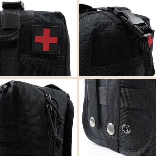 Tactical Medical Molle Pouch Tactical - 1000D Nylon First Aid Pouchs, Big Capacity EMT Bag Utility, Heavy Duty Military Grade Rip-Away Ifak Pouch for Home and Outdoor Activities (Black)