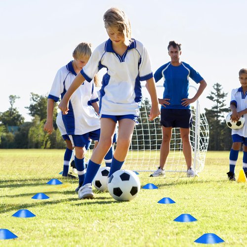Vertintong Agility Training Poles Equipment Soccer Training Equipment Includes 4 Pcs 5ft Soccer Training Poles 13 ft Agility Ladder 10 Soccer Disc Cones with Black Bag for Speed Training(Blue)