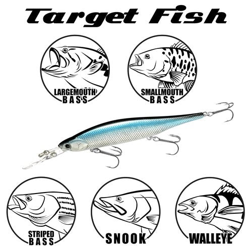 LUCKY CRAFT Lightning Staysee 110SP, 250 Chartreuse Shad, Magnet Weight Transfer, Freshwater Bass Fishing Lures, Deep Diver, Suspending, 8ft Depth, Smallmouth, Bass Fishing Gear