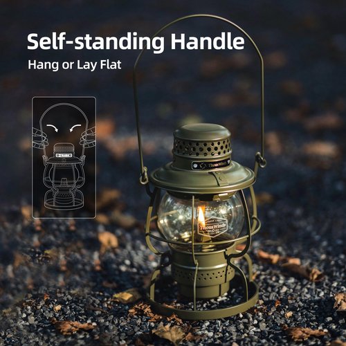 Thous Winds Outdoor Kerosene Fuel Lantern, Oil Burning Lamp -Railroad Khaki