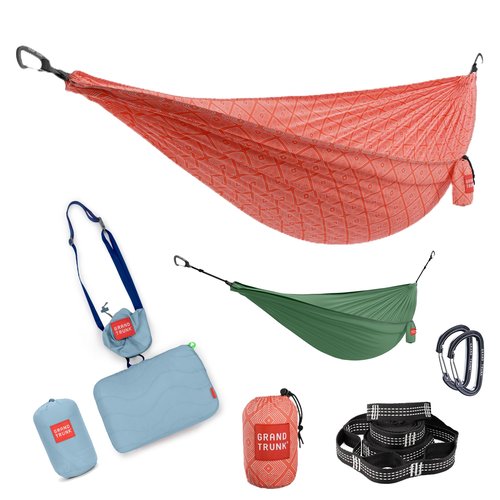 Grand Trunk Ultimate Hammock Bundle – Outdoor Hammock with Heavy-Duty Straps, Travel Pillow & Compact Storage (Red Diamond)