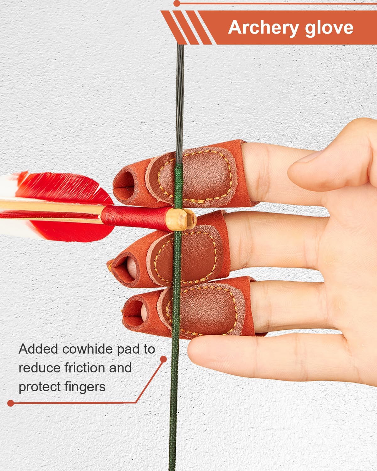 Toparchery Archery 2 Straps Arm Guard & 3 Finger Protective Gloves for Recurve Compound Long Bow Hunting Shooting Brown