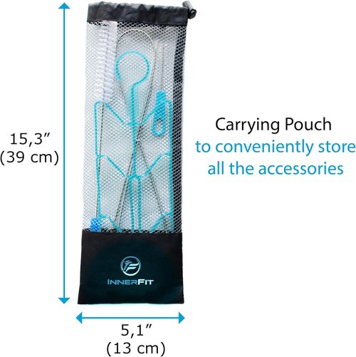 InnerFit Hydration Bladder Cleaning Kit - 5 in 1 Water Bladder Cleaning Kit for Universal Bladders - 3 Brushes - 1 Collapsible Frame - 1 Carrying Pouch