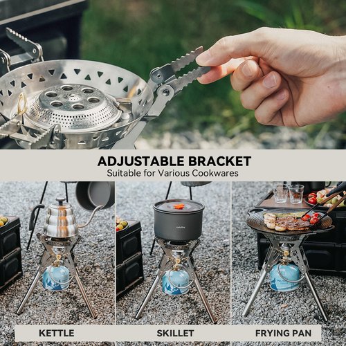 Onlyfire Portable Camping Stove with Storage Bag, Foldable Backpacking Stove, Propane/isobutane Gas Stove with Piezo Ignition, Camp Stove for Outdoor Cooking Hiking Picnic Patio, Stainless Steel GS350