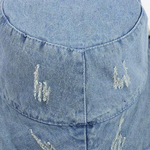 XYIYI Unisex Light Blue Bucket Hat Denim Washed Fisherman Cap Beach Sun Hat