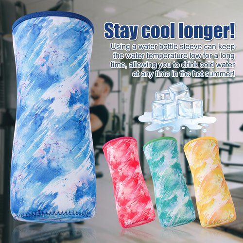 Lasuroa 4pcs 22oz Neoprene Insulated Water Bottle Cover Case - Temperature Retaining Accessories (Four-Color Smudged Version)