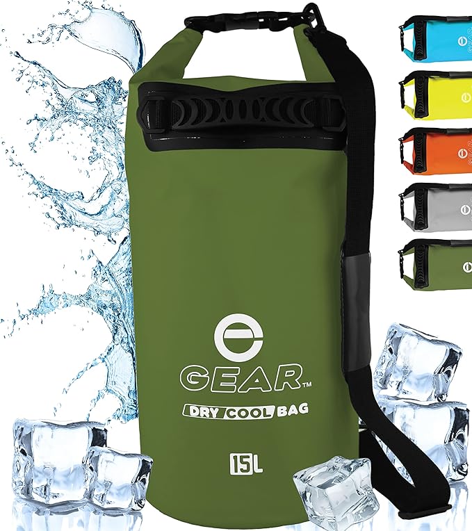 Dry Bag Floating Cooler - Roll Top Insulated Backpack – Portable, Collapsible, Waterproof with Padded Shoulder Strap - Perfect for Kayaking Fishing Beach Hiking -15L