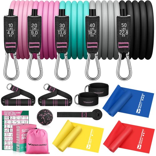 150lbs Resistance Bands for Working Out, 5.9ft Exercise Bands for Physical Therapy, Stretch, Recovery, Pilates, Rehab, Strength Training and Yoga Starter Set