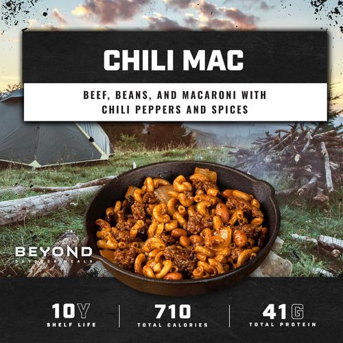 Beyond Outdoor Meals Chili Mac | Freeze Dried Camping & Backpacking Food | High Protein Meals | Just Add Water
