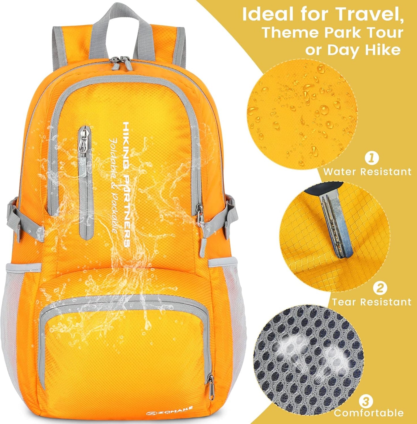 ZOMAKE Lightweight Packable Backpack - 35L Light Foldable Hiking Backpacks Water Resistant Collapsible Daypack for Travel(Dimgray)