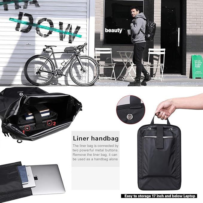HUNTVP 27L Bike Pannier Bag Backpack Multifunctional Bicycle Bag Cycling Bicycle Rear Seat Trunk Pack Bag Bike Saddle Bag Backseat Pack Bag(White)