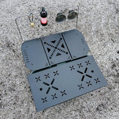Lunch Box Steel Table Top, Folding Lunch Box Table Top, Aluminium Alloy Lunchbox Table, Portable Camping Table Board, Black, Camping and Fishing Accessory