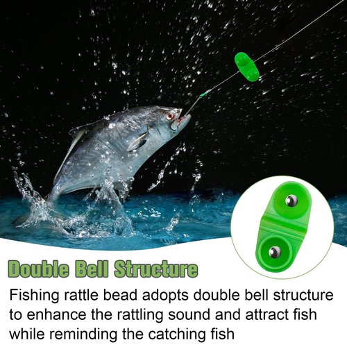 50 PCS Fishing Double Rattles Beads, Catfish Rattles for Fishing, Plastic Fishing Bead Fishing Bells Rattle Floater Rig Beads for Catfish (Colorful)