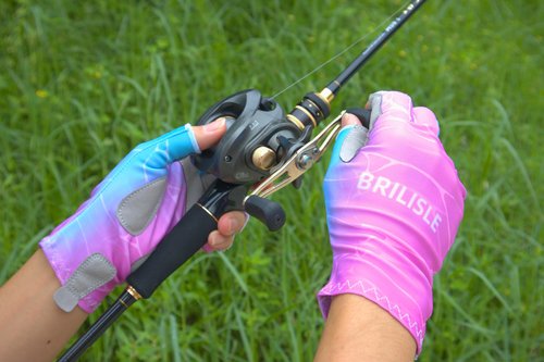 BRILISLE Fishing Gloves for Women UPF 50+, Sun Uv Protection Fingerless Anti-Slip Gloves for Kayaking Paddling Hiking Sailing Rowing Driving Canoeing PIM