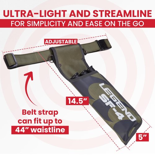LEGEND SF4 Field Quiver for Arrows - Beginner-Friendly Arrow Quiver with 3 Arrow Tubes, Durable Archery Quiver with Adjustable Belt Strap, High End Waist Quiver, Arrow Holder for Field Archery - Green