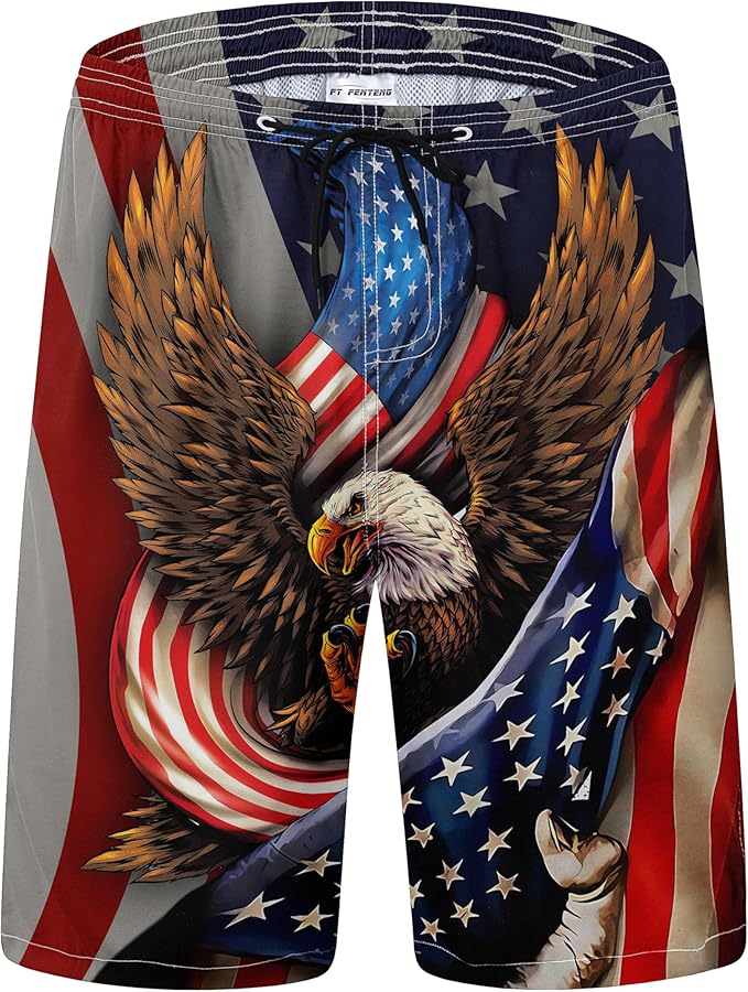 Mens Swim Trunks Quick Dry Board Shorts with Mesh Lining, Breathable Surf Beach Shorts Swimwear Bathing Suits