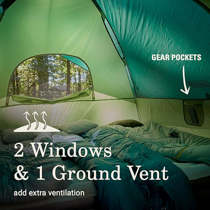 Coleman Sundome 6-Person Tent with Rainfly, Weatherproof Tent Sets Up in 10 Mins