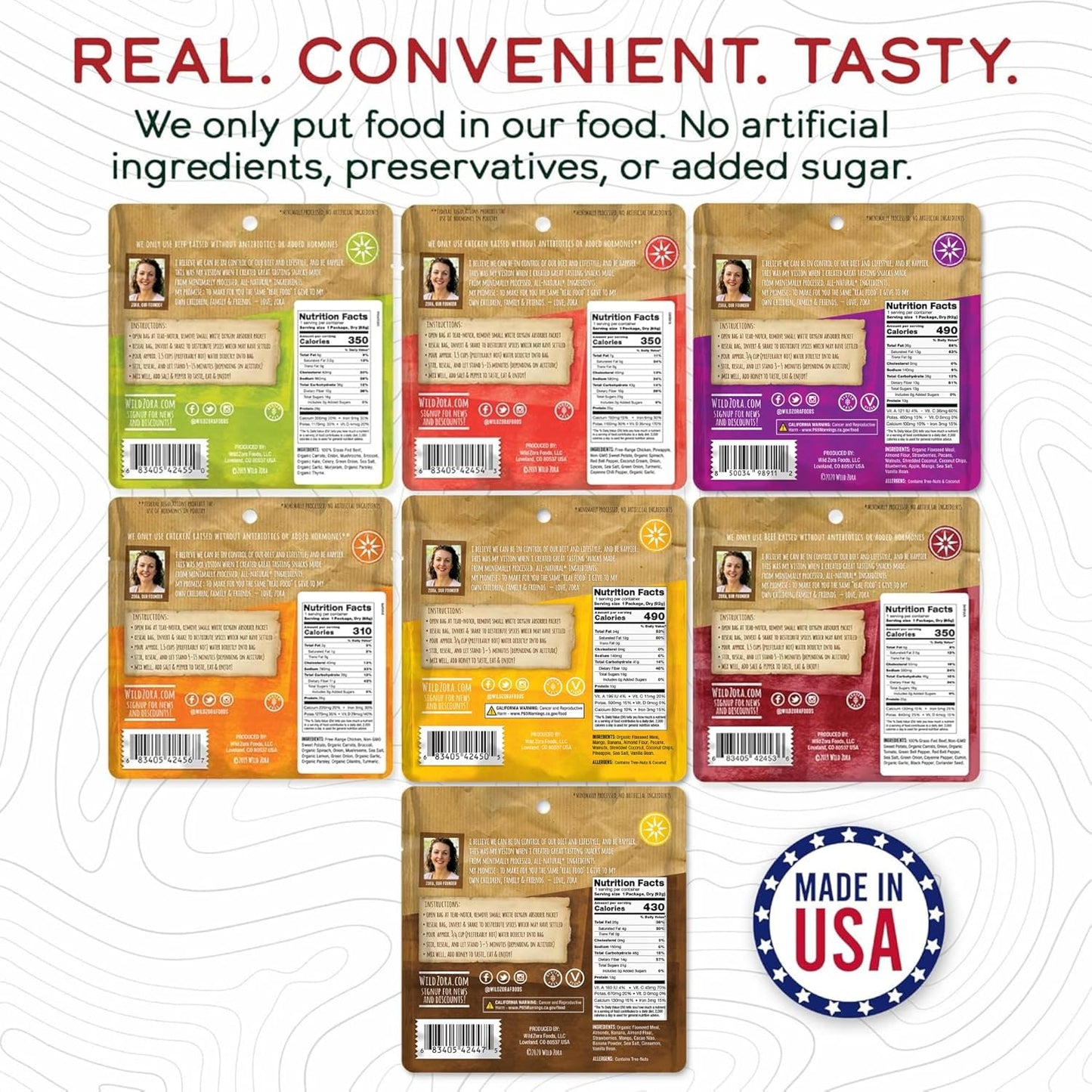 Wild Zora Paleo Freeze Dried Meals for Backpacking & Camping - Healthy Gluten Free & Grain Free Camping Meals/Backpacking Food + No Added Sugar - Great for Travel (AIP 4-pack)