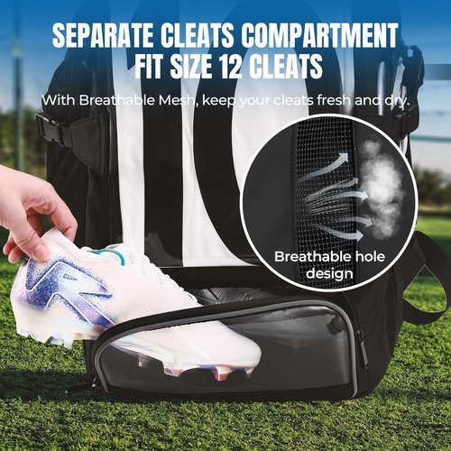 POIXM Soccer Backpack, Soccer Bags for Boys All-in-One Design with Separate Cleat, Jersey, Ball, and Laptop Compartments, Gifts for Boys