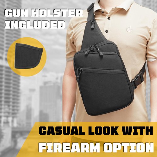 WCALULEG Sling Bag for Men, Crossbody Bag Shoulder Bag for Men Gun Bags for Handguns Sling Backpack EDC Bag Updated