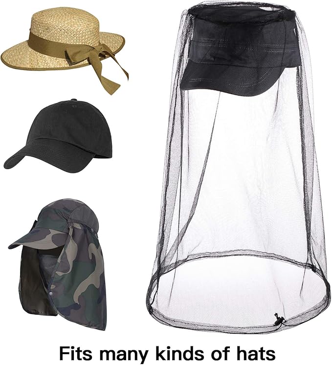 Hestya 4 Pack Mosquito Face Mesh Net Protecting Net for Outdoor Hiking Camping Climbing Mosquito Fly Insects Preventing (Black, Gray)