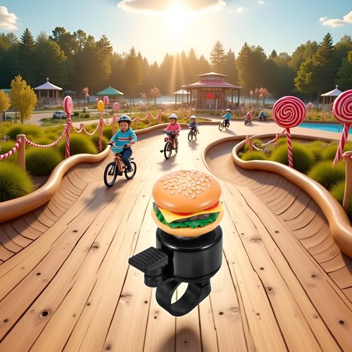 Hamburger Bike Bell Funny Cartoon Cheeseburger Bike Bell Loud Crisp Clear Sound for Balance Bike,Scooter,MTB Road Cruiser Bikes Accessories Cycling(ZS583)