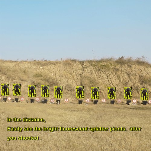 OSHOTX Werewolf Shooting Targets- 12 x18 inch - Reactive Silhouette Splatter Target Paper for Range - Easily See Shots Burst Bright Yellow Points (10 Pack)