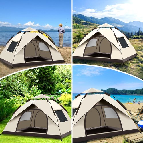 KOMCLUB Camping Tent 1/2/3 Person Tents for Family Camp Tent Waterproof Windproof Outdoor for Backpacking Hiking Easy Setup with Storage Bag,8 Ground ding,4 Windproof Rope